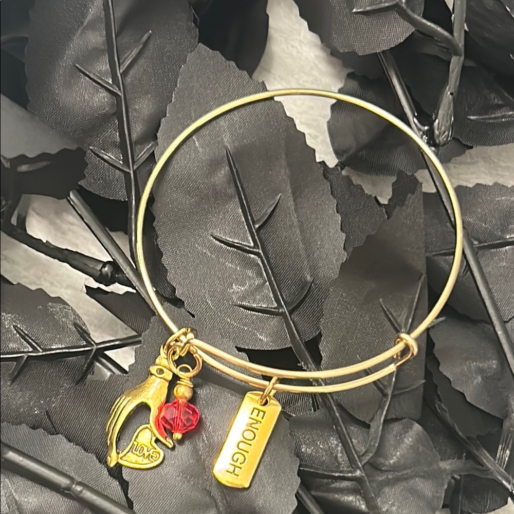 Gold Charm Bracelet with Red Accent